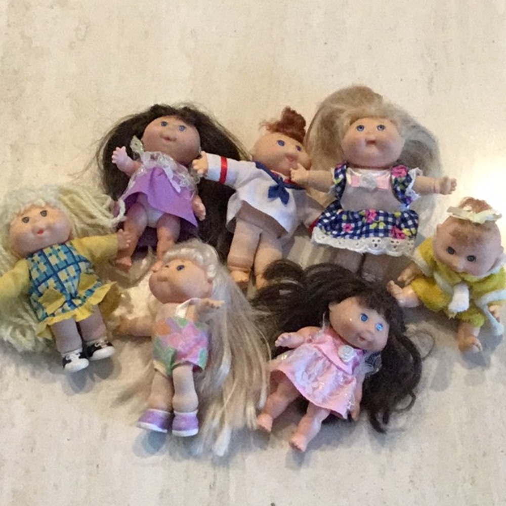 Vintage Cabbage Patch Kids Mini Dolls 1995 CPK Doll Lot Of 7 Mattel